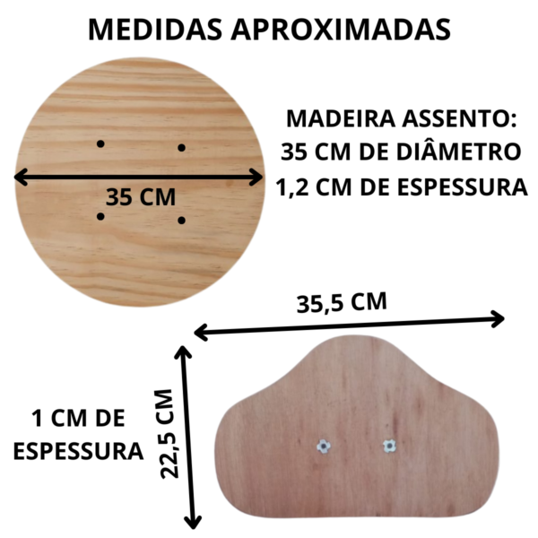 Madeira Conjunto Assento e Encosto Para Cadeira Mocho - Image 4
